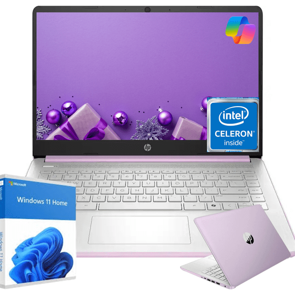 HP 14" HD Student Business Laptop, Intel Quad-Core N150, 4GB RAM, 192GB Storage, (128GB UFS 64GB SD Card), 1 Year Office 365, Slim Design, Webcam, HDMI, Bluetooth, WiFi, Win 11 S, Honey Lavender
