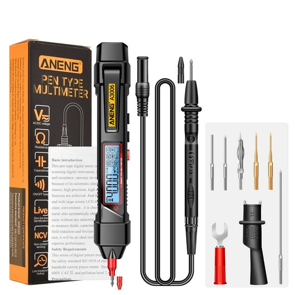 ANENG ANENG A3006 Multimètre Numérique Compact avec 4000 Unités, Testeur de Tension AC/DC, Vérificateur de Résistance/capacitance/diode, Inclut des Fils de Test, des Sondes Plaquées Or, des Pinces Crocodiles, et Plus - Haute