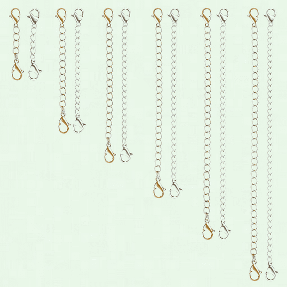 Necklace Extension Chain Set, Premium Stainless Steel Bracelet Necklace Extenders (6 Gold, 6 Silver), Length: 1-6 inches