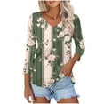 thumbnail image 5 of DeHolifer Women's T-Shirts V-Neck 3/4 Sleeve Floral Printed Dressy Tunic Tops Casual Loose T-Shirts Black L, 5 of 7