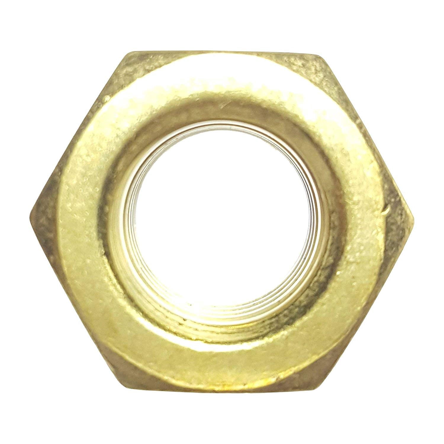 Fastenere Nylon Insert Hex Lock Nuts - 7/8"-9 (10-Pack) Solid Brass Alloy Steel Grade 360, Plain Finish, Corrosion-Resistant, Multi-Use Hardware Nuts - Secure Fastening w/ Hex Socket Drive