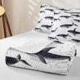 thumbnail image 4 of Feelyou Black White Line Whale Quilt Full for Men Women, Marine Animal Full Bedspread Sets, White Grey, 3-Piece, 4 of 7