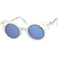 thumbnail image 2 of sunglassLA Unisex High Fashion Translucent Frame Stepped Temple Two-Tone Cat Eye Sunglasses (Clear-Silver / Blue Mirror) - 45mm, 2 of 4