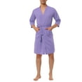 thumbnail image 1 of INSPIRE CHIC Men's Waffle Spa Robe Solid Color Sleepwear Long Sleeves Bathrobe XS Purple, 1 of 5