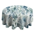 thumbnail image 5 of Round Tablecloth Spring Teal Floral Table Cloth Waterproof Fabric Oil-Proof Wrinkle Free Soft Table Covers for Dining Kitchen Parties Wipeable Tabletop Cover 60x60 Inch, 5 of 6