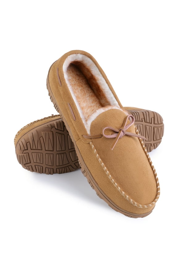 Mens Slippers Mens Memory Foam Slippers Indoor Outdoor Moccasin Slippers for Men with Non-Slip Rubber Sole Beige US10