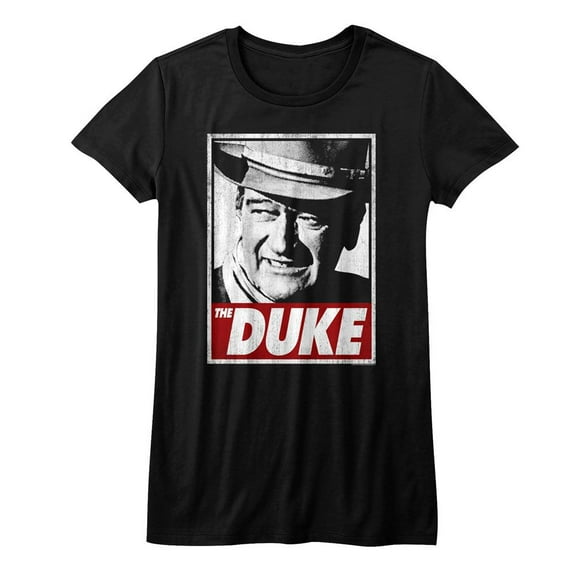John Wayne Tha Duke Black Junior Women's T-Shirt