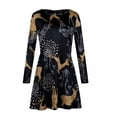 thumbnail image 1 of Womens Christmas Dresses Long Sleeve Casual V-Neck Cocktail Floral Dresses Party A Line Xmas Midi Party Holiday Swing Dress, 1 of 10
