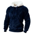 thumbnail image 5 of Aoiroe Mens Fuzzy Sherpa Pullover Hoodie Sweatshirts,Winter Warm Pullover Hooded Sweatshirt,Thick Winter Hooded Sweatshirt,Fall Outwear Winter Hooded,Sherpa Fleece Lined Pullover Dark Blue XL, 5 of 5