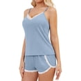 thumbnail image 3 of QYLUX Womens Pajama Sets Ultra Soft Lingerie Sleepwear 2 Piece Cami Shorts Set V Neck Pj Lace Nightwear, 3 of 7