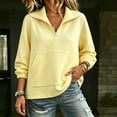 thumbnail image 4 of ClodeEU Women's Half Zip Stand Collar Long Sleeve Sweatshirt,Casual Loose Solid Pullover Top Yellow,Women's Plus S, 4 of 8