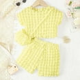 thumbnail image 2 of Girls Outfits Summer Toddler Cute Round Neck Sleeve Top Bag Set Playwear Daily Wear Summer Baby Girl Clothes Yellow 5 Years-7 Years, 2 of 7