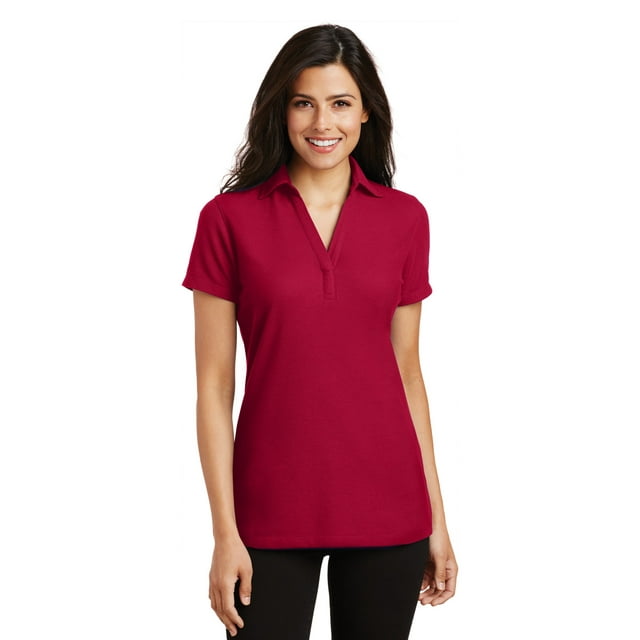 Discontinued Port Authority ® Ladies Silk Touch ™ Y-Neck Polo. L5001 3Xl Red
