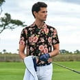 thumbnail image 3 of Fotbe Rose Flowers Pattern Men’s Golf Polo Shirt – Breathable Performance Golf Shirt with Button-Down Collar-4X-Large, 3 of 6