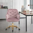 thumbnail image 2 of Modern Accent Chair, SYNGAR Velvet Fabric Vanity Chair, Upholstered Swivel Chair with Soft Back, Home Office Chair, Height Adjustable Side Sofa Chair for Bedroom Living Room, Light Pink, D2958, 2 of 10
