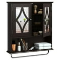 thumbnail image 1 of RoyalCraft Bathroom Wall Medicine Cabinet, Wood Storage with Mirror, Towel Bar, Brown, 1 of 8
