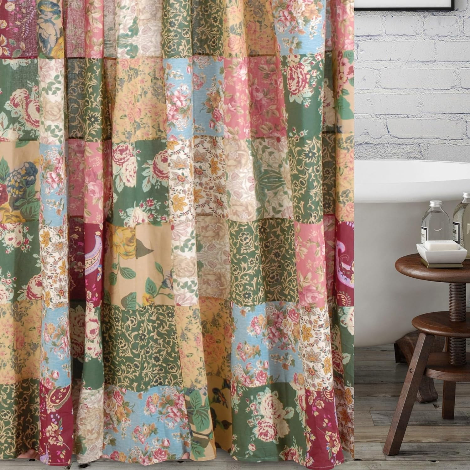 Greenland Home Fashions Antique Chic 100% Cotton Authentic Patchwork Shower Curtain, 72" x 72"