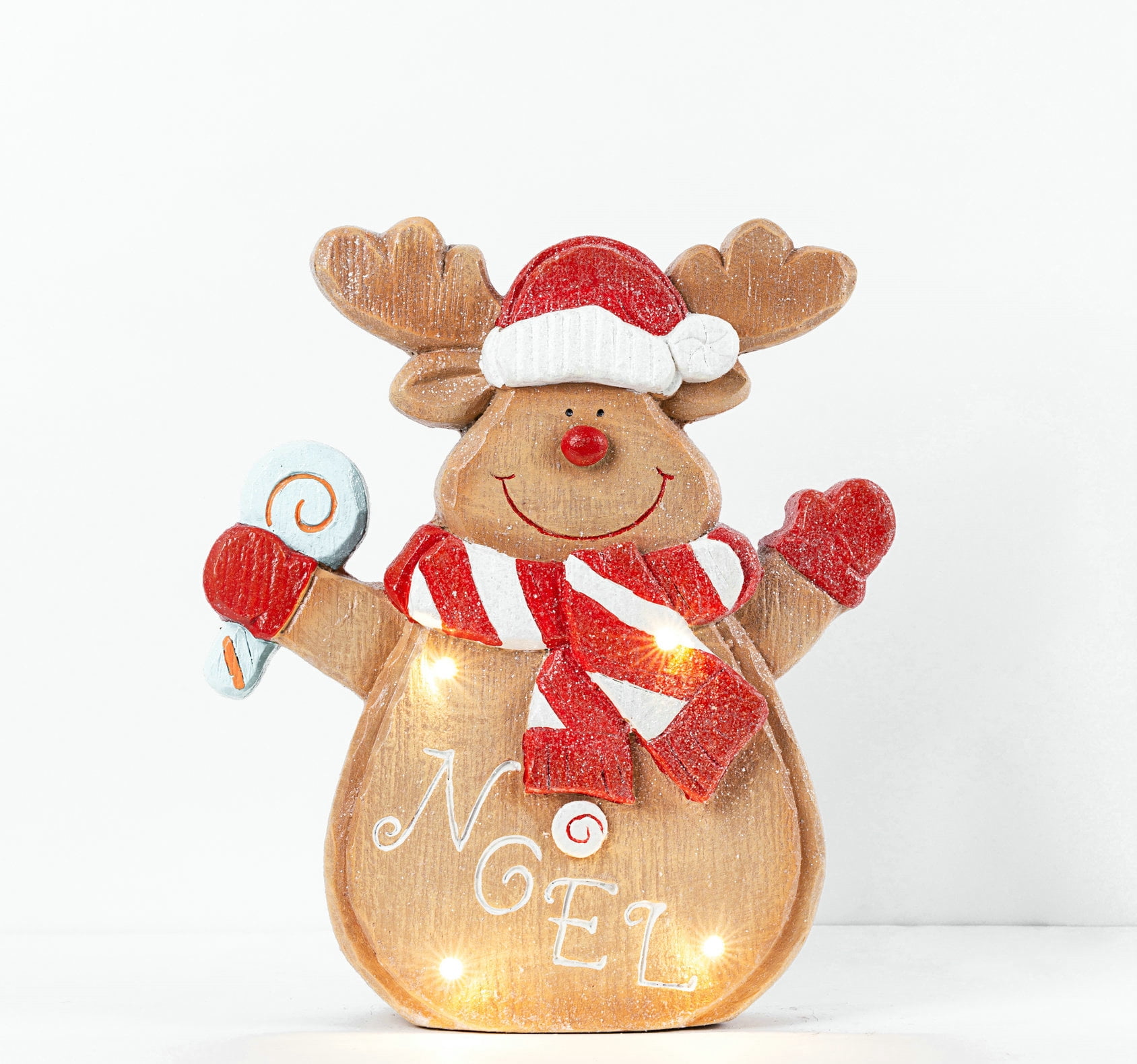 14" LED Lighted Gingerbread Reindeer "NOEL" Tabletop Christmas Figurine