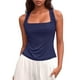 thumbnail image 1 of Camiseta sin mangas de verano ajustada para mujer: sin mangas, color liso, poliéster transpirable, corte ajustado, versátil para combinar con pantalones cortos o faldas., 1 of 5