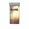 thumbnail image 1 of Ambesonne Nature Fitted Sheet & Pillow Sham Set, Vintage Leafless Autumn, Twinxl, Sepia, 1 of 3
