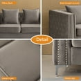 thumbnail image 5 of Hybition Velvet Sofa Modern Couch with Button-Tufted Metal Legs Grey, 5 of 8