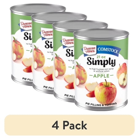 (4 pack) Duncan Hines Comstock Simply Apple Pie Filling and Topping, Ready to Use, 21 oz.