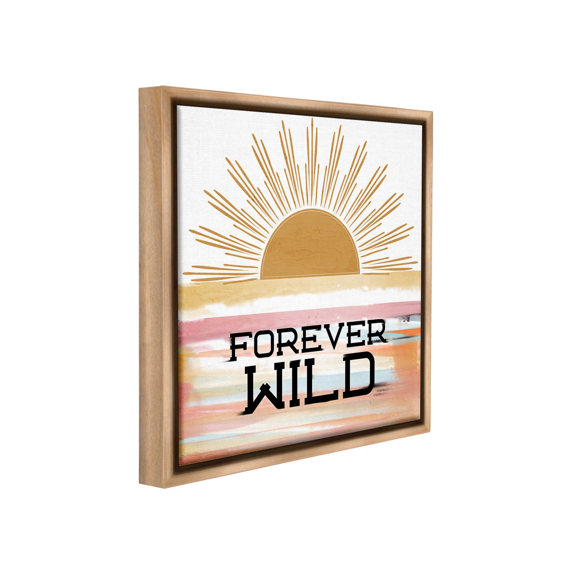 Stupell Industries Forever Wild Sun Rays Landscape Painting Brown Floater Framed Canvas Art Print Wall Art, 25 x 25