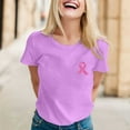 thumbnail image 2 of Breast Cancer Awareness Shirts Women Pink Ribbon T-Shirts Cancer Fighter Heart Graphic Tee Short Sleeve Pink Ribbons Tee Tops (Purple,M, 2 of 4
