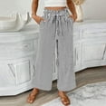 thumbnail image 2 of fatyb Womens Stripe Casual Pants with Pockets Elastic High Waist Lightweight Loose Trousers for Women, 2 of 7