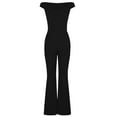 thumbnail image 3 of Ladies Jumpsuit Elegant Cold Shoulder Playsuit Women Wide Leg High Waist Romper Loose Summer Overalls Sleeveless Solid Rompers Casual Work Playsuits for Party Wedding Holiday, 3 of 6
