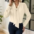 thumbnail image 5 of Long Sleeve Shirts for Women Elegant Tie Neck Blouse Long Sleeve Soft Tunic Top with Bow Detail Outfits Modern, 5 of 9
