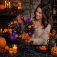 thumbnail image 6 of Halloween Wreath with Ghost Face Pumpkin, Outdoor Fall Porch Decor for Spooky Halloween, Indoor Halloween Door Wreath for Fall Festive (20 Inch), 6 of 8