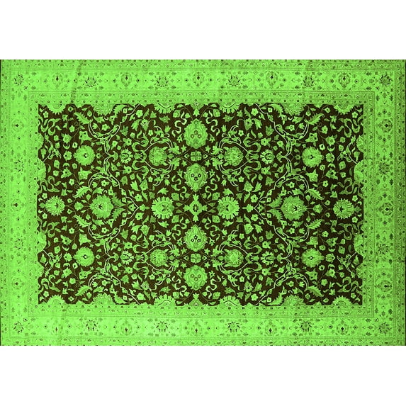 Ahgly Company Indoor Rectangle Oriental Green Traditional Area Rugs, 7' x 9'