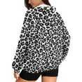 thumbnail image 2 of COEQINE Women's Full Zip Up Hoodie Oversized Sweatshirts Grey Leopard Print Pattern Long Sleeve Hooded Jacket for Women Y2K Tops with Pockets Fall Winter Outfits Casual Wear, XL, 2 of 7