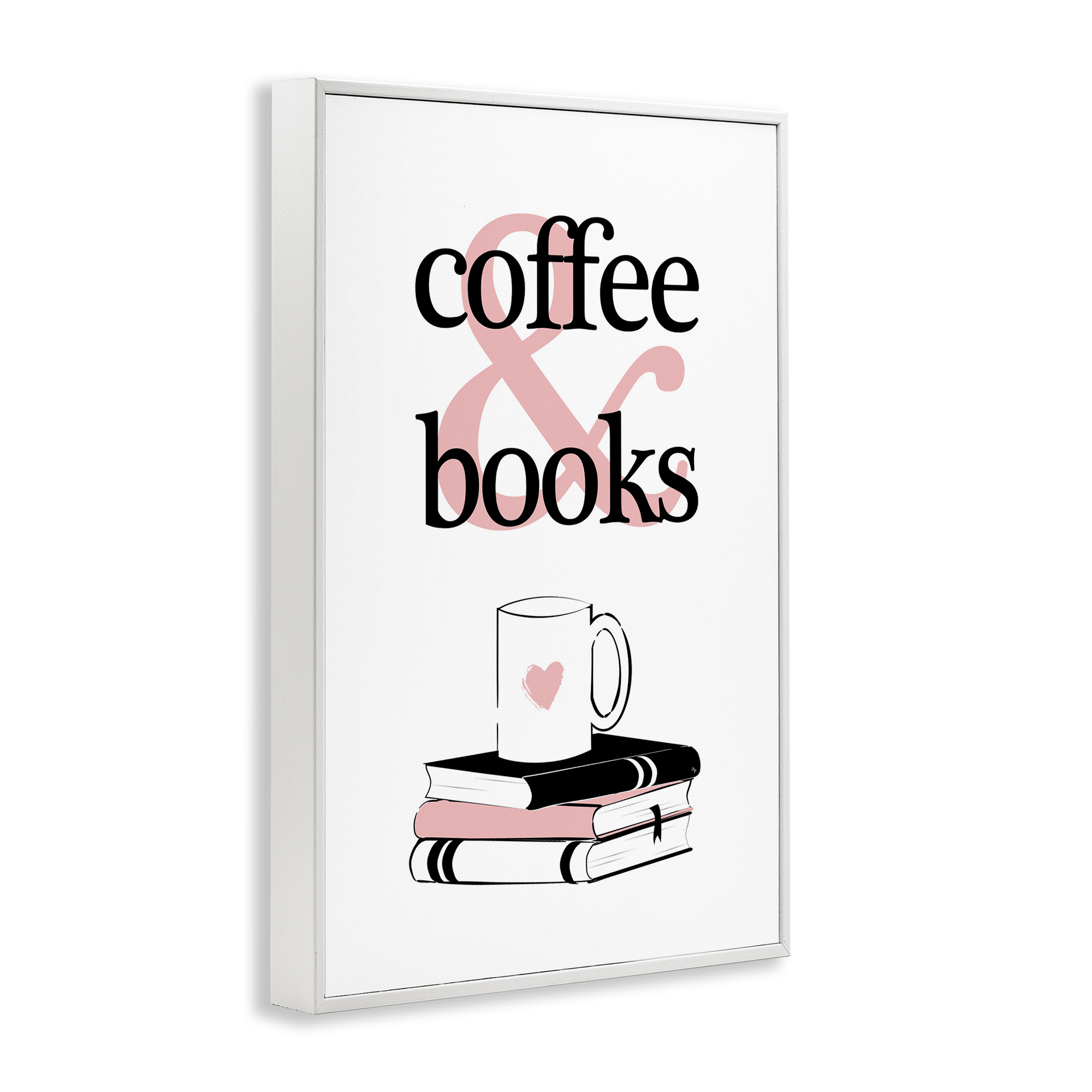 Stupell Industries Coffee & Books Phrase Typography Painting White Framed Art Print Wall Art, 16 x 24