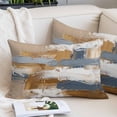 thumbnail image 2 of Brown Blue Abstract Pillow Covers Queen, Ombre Vintage Oil Painting Modern Art Soft Brushed Microfiber Breathable Throw Pillow Covers, Decorative Pillowcase with Zipper for Couch Sofa Bedroom 20"x30", 2 of 9