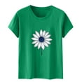thumbnail image 5 of Summer T-Shirts for Womens Cute Flowers Print Shirts Casual Round Neck Short Sleeve Blouses Fashion Loose Pullover Top, 5 of 5