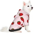 thumbnail image 2 of Fotbe Strawberry Print Small Dog Sweater Hoodies Pet Grey Hooded Soft Fleece Sweatshirts with Pocket Fall Winter Puppy Cat Sweaters Warm Clothes-Large, 2 of 7
