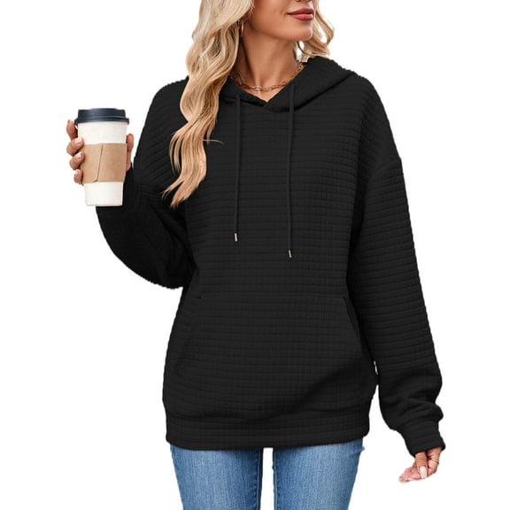 Hoodies for Women Casual Long Sleeve Drawstring Waffle Cotton Hooded Sweatshirt Jacket with Kangaroo Pocket Alsol Lamesa
