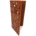 thumbnail image 3 of Western Genuine Leather Floral Tooled Laser Cut Mens Long Bifold Wallet in 8colors, 3 of 4