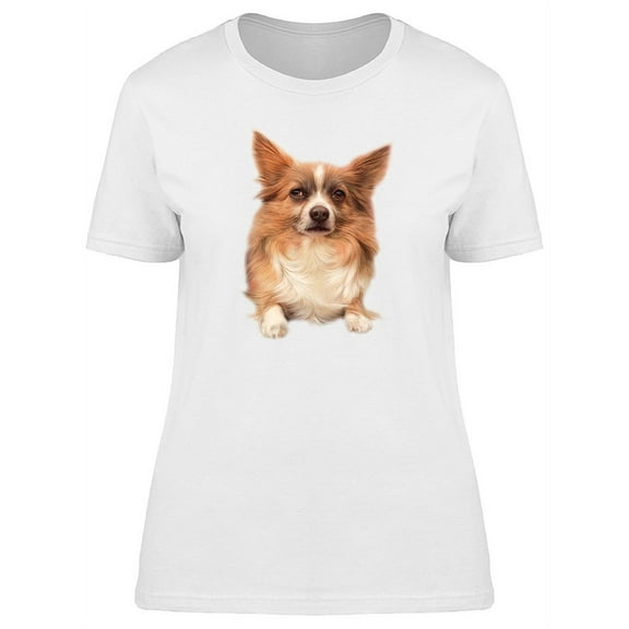 Cute Watercolor Papillon Dog T-Shirt Women -Image by Shutterstock, Female Large