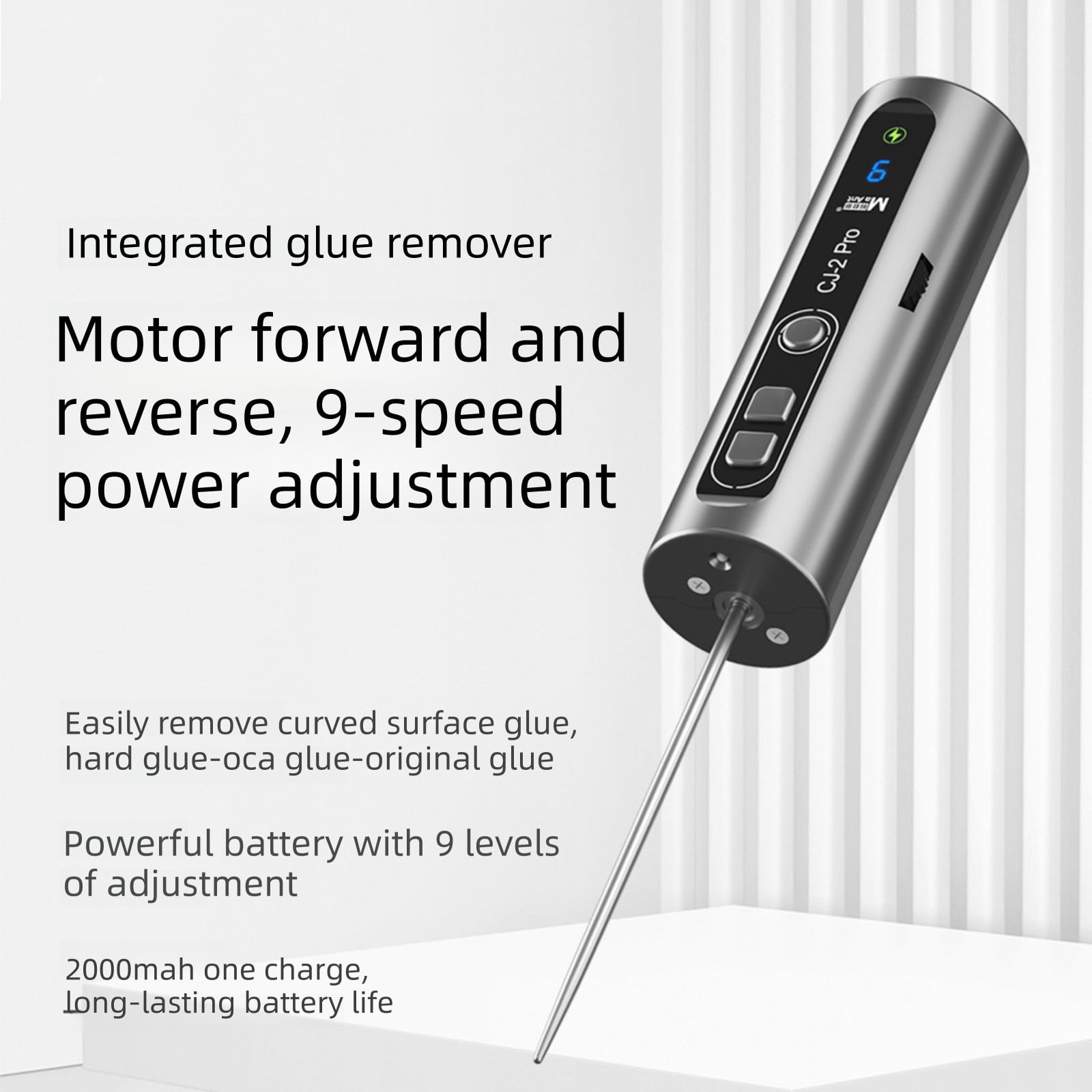1 Pcs Electric Glue Remover Tool,Portable Adhesive Remover,Portable Display Cleaner with Led Lights and Accessories,Rechargeableglue Remover Tool for Phone Screen Repair and Glue Removal,9.06x1.38 in