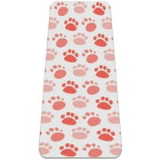 Pink Paw Pattern TPE Yoga Mat for Workout & Exercise - Eco-friendly & Non-slip Fitness Mat