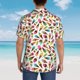 thumbnail image 4 of Balery Ice Cream Popsicles Camisas hawaianas de manga corta para hombre, camisas playeras de corte holgado, camisas de vacaciones con botones,Large, 4 of 7