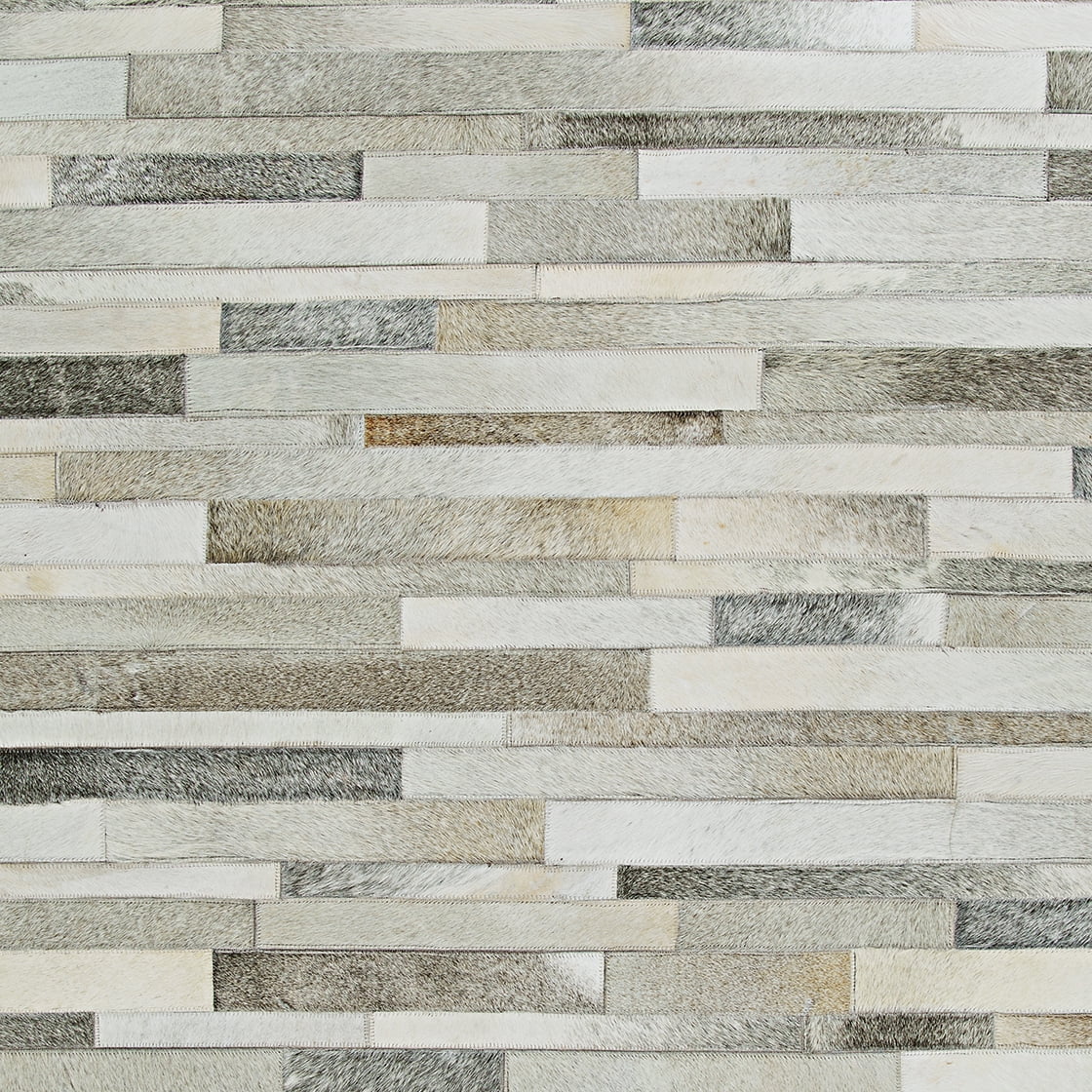 Couristan Chalet Plank 8' X 11'4" Grey-Ivory Handmade Cowhide Rug