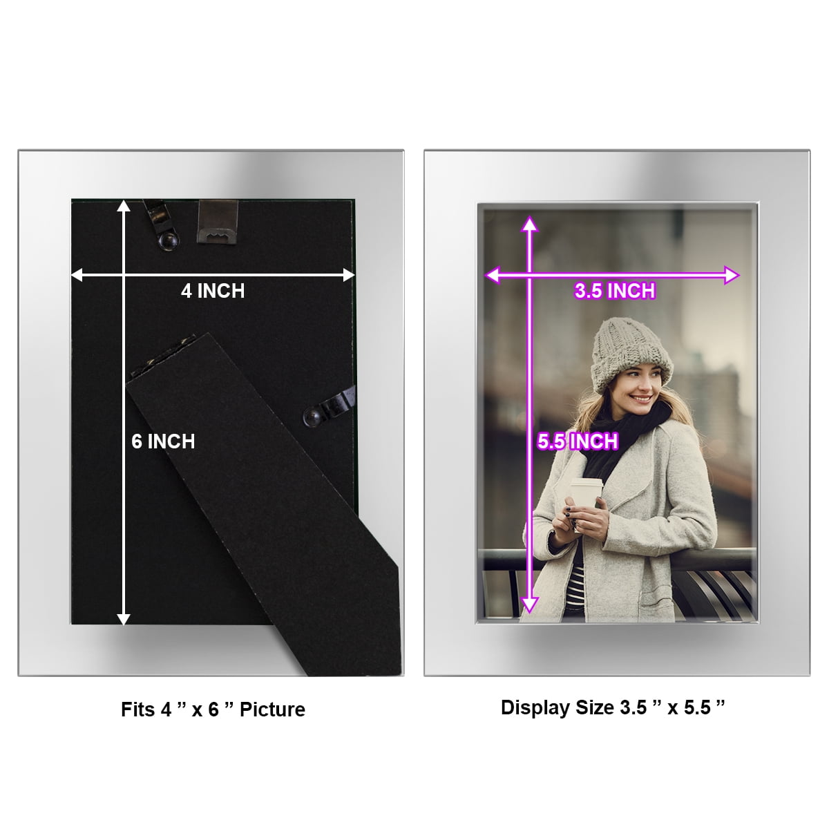 4x6 Solid Wood Picture Frame - Silver