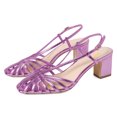 thumbnail image 3 of XYD Women Trendy Caged Toe Sandals Strappy Slingback Chunky Low Heels Cutout Slip On Shoes Party Event Daily Size 8 Purple, 3 of 4