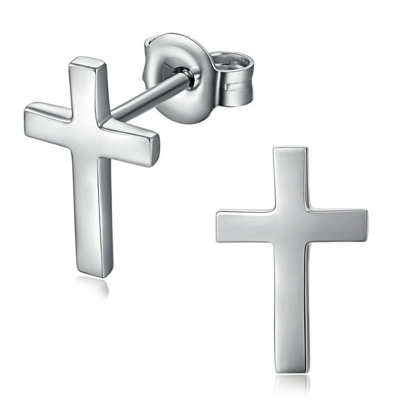 Jiamiaoi Cross Earrings for Men Women, Mens Cross Hoop Earrings for Men Sterling Silver Cross Dangle Earrings Hypoallergenic Mens Cross Earrings Silver Hoop Earrings with Cross