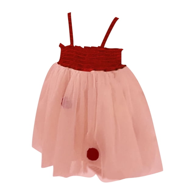 adviicd Robes pour Enfants Filles Robe Été Manches à Volants en Maille Ligne A Décontractée Robes de Fête Rouge,9