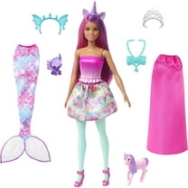 Barbie Dreamtopia Fashion Doll and Dress-Up Set with Mermaid Tail Clothes, Accessories and Pets